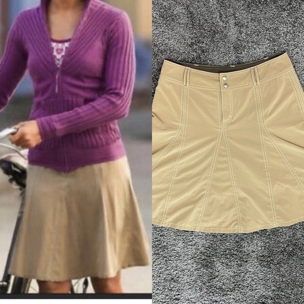 Athleta tan whatever pleated skort shorts skirt woman’s size 6